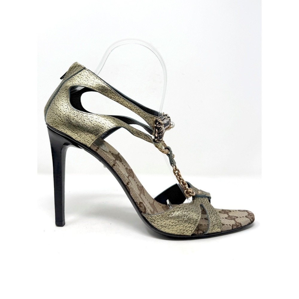 Gucci Tom Ford 2004 Dragon GG Monogram Heels Sandals 40C - Picture 4 of 9
